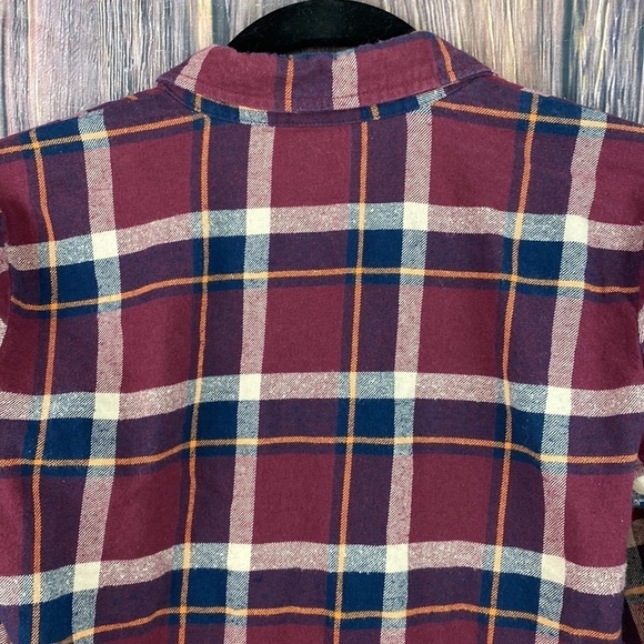 Audrey 3 +1 Maroon Flannel Cotton Button Down- Size Small - Picture 10 of 13